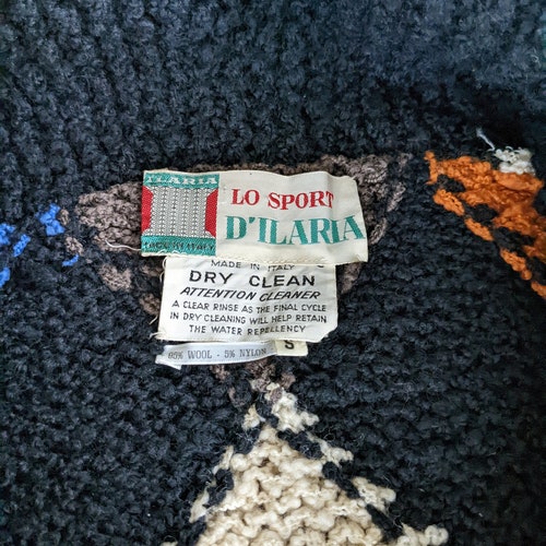 1960s Italian Harlequin Sweater Cardigan Coat - wool shops - Small