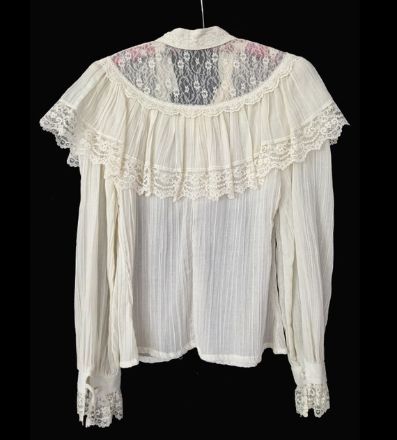 1970s Sheer Gauze Jessica's Gunnies Gunne Sax Lace Ru… - Gem