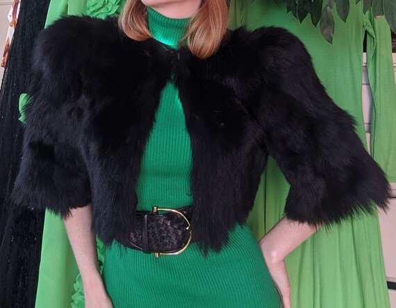 1930s Skunk Fur Bolero Jacket Cropped Black Fur Co