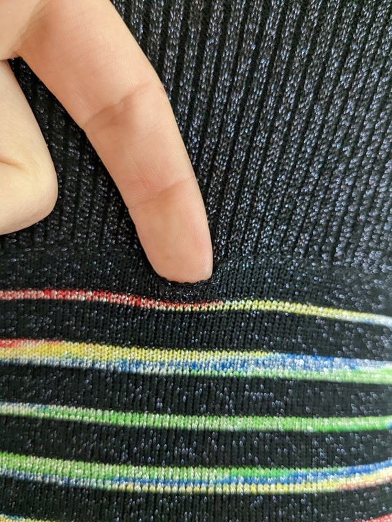 1970s Wenjilli Lurex Knit Maxi Dress Rainbow Stri… - image 9