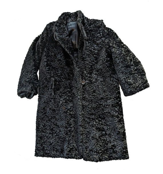 1930s Alaskan Kurl Black Mohair Coat - Faux Persia