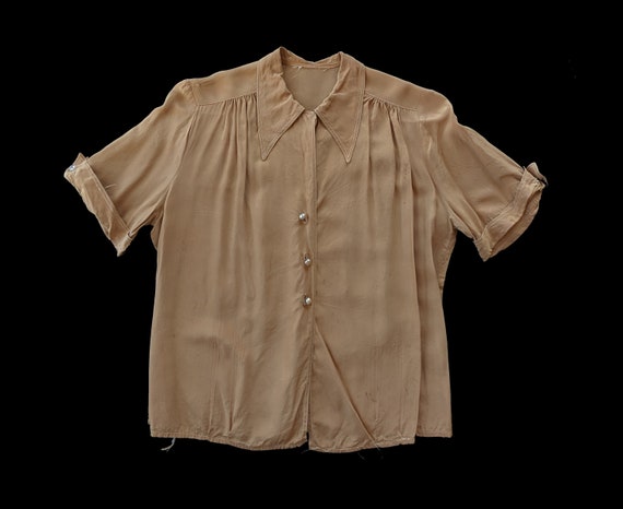 1930s -1940s Dagger Collar Textron Blouse - As Is - image 1