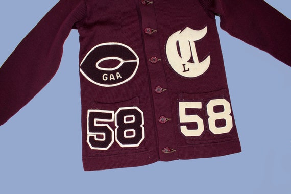 Ladies 1950s Varsity Sweater Wool Cardigan 58 Sma… - image 5