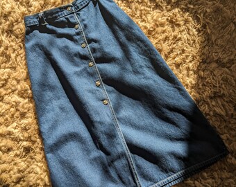 1970s Denim Skirt Snap Front 25 waist