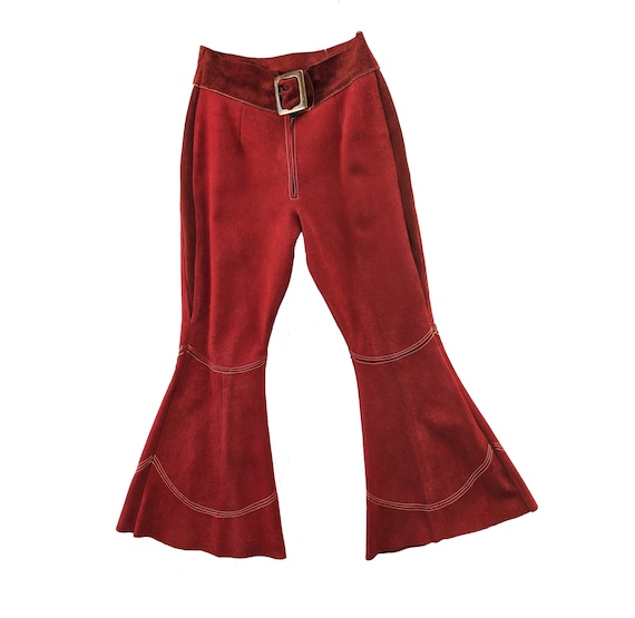 Red Suede Bell Bottom Jean main image 1