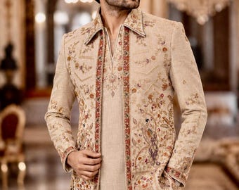 Jodhpuri traje hombres, blazer bordado para hombre, chaqueta de novio