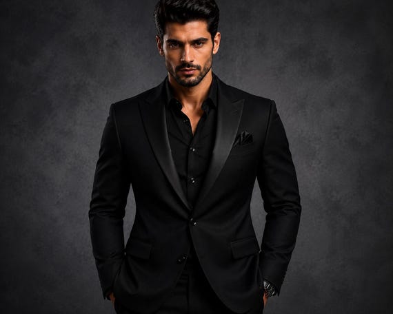 Black Tuxedo Blazer Men, Groom Reception Jacket, Luxury Prom Dinner Outfit