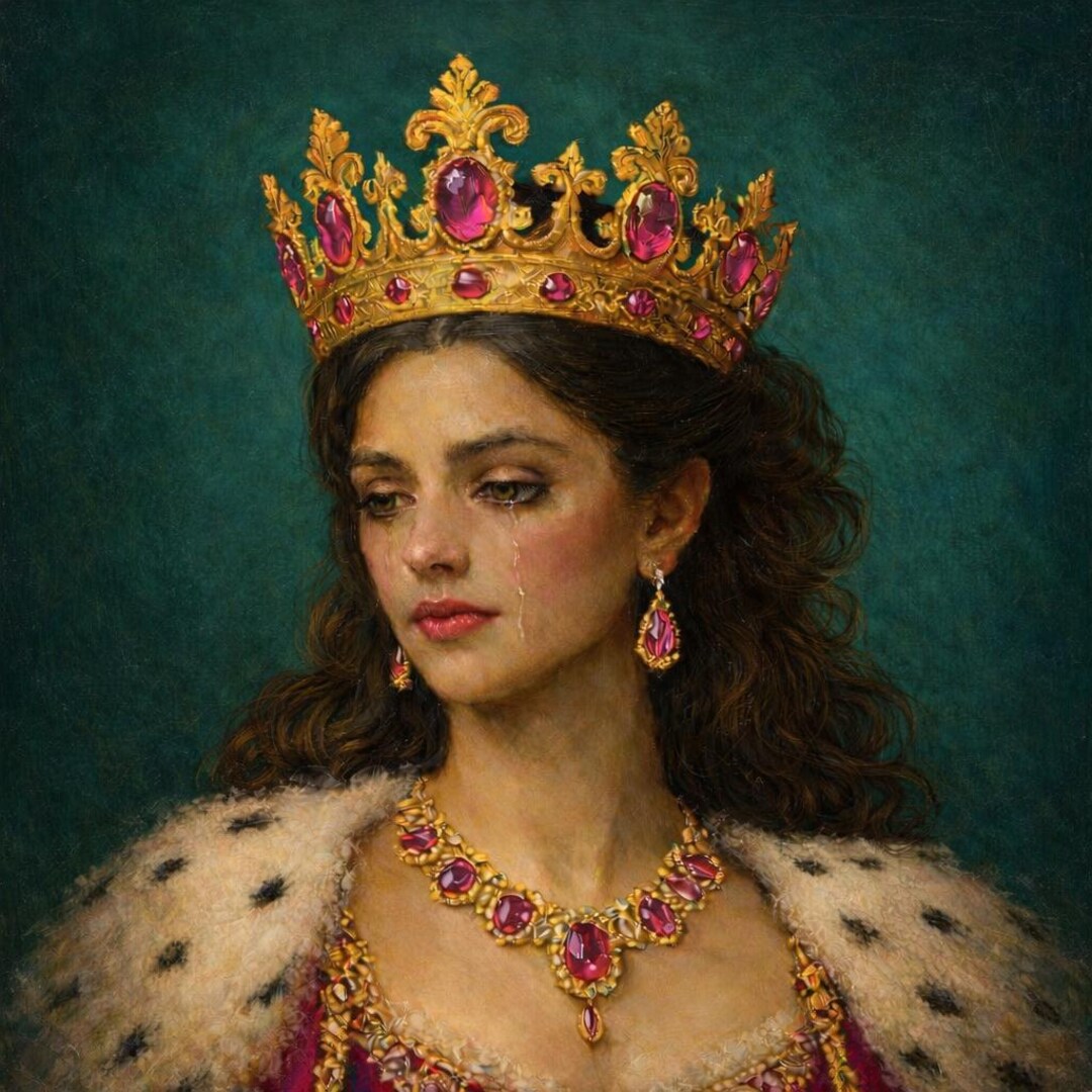 Queen Picture Riles Regal Crying Queen Portrait Printable Art | Jewel Tone Royal Woman ...