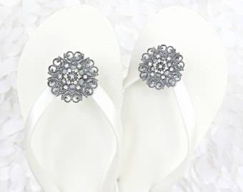Silver Filigree Bridal Flip Flop Charms Removable Wedding Sandal Clips, Versatile Shoe Clips, Scarf Accessory, Wedding Accessories