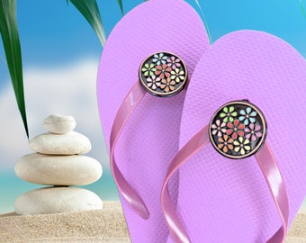 Multi-Color Flowers Flip Flop Clips  for Sandals Crocs Accessories for Shoes