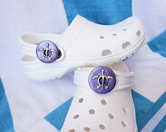 Sea Turtle  Charms for Crocs and Flip Flop Accessories, Shoe Clips for Sandals and Thongs, Purple and Silver Turtles