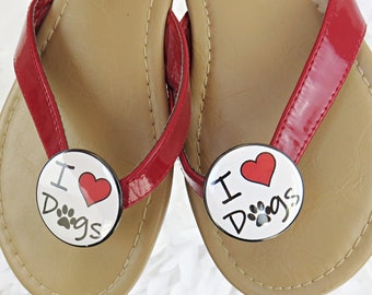 I Heart Dogs Flip Flop Clips Dog Lovers Accessories for Sandals