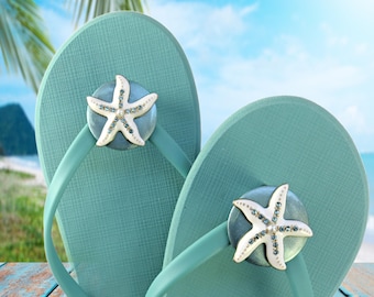 Starfish Flip Flop Clips Beach Shoe Jewelry Fun Cruise Wear Summer Sandal Accessory Vacation Accessories