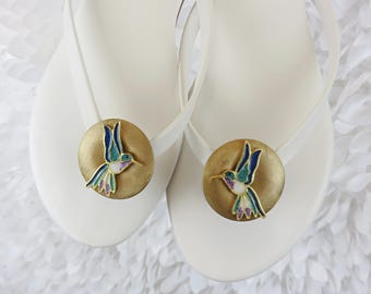 Hummingbird Shoe Charms, Flip Flop Decorations, Sandal Jewelry Clips, Summer Shoe Accessory