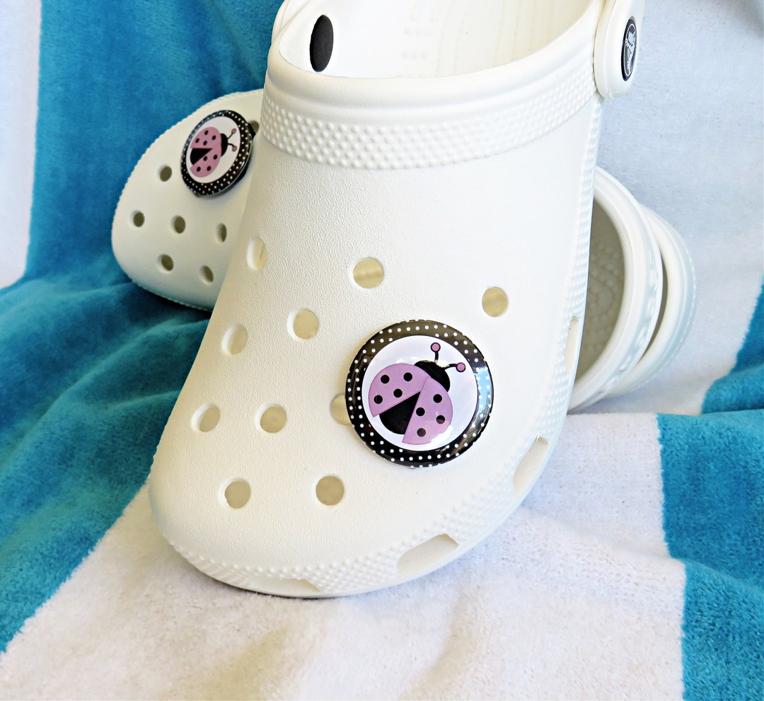 Pink Ladybug Flip Flops Clips Summer Shoes Crocs Accessories Girls