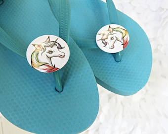 Unicorn Flip Flop Clips Wrapping Charms for Sandals Crocs Sneakers Purses Scarves Clothing Shoes Interchangeable Fashion Accessories Kids