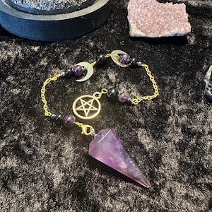Triple Moon - Amethyst/Black Obsidian/Hematite Pendulum