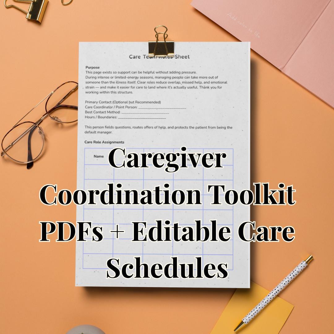 Caregiver Coordination Toolkit Pdfs + Editable Care Schedules - Etsy