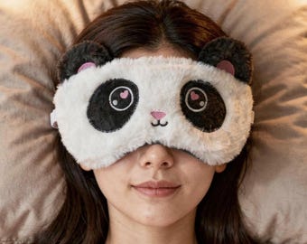 Soft Furry Plush Luxury Travel Sleep Eye Mask – Bear, Panda, Frog Designs, Super Comfy UK Style