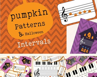 Halloween Printable Music Game, Halloween Activity, Pumpkin Pattern Note Reading Game, Halloween Music Intervals Pattern, Sight Reading Game