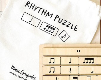 Wooden Music Note Rhythm Fraction Tiles and Puzzle for Music Center, Elementary Music Classroom, Music Lessons, Music Teacher Gift