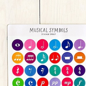 Feuille d'autocollants en vinyle Symboles musicaux