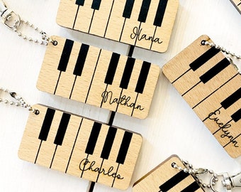 Personalized Wooden Piano Keys Keychain, Musician Gift, Music Gifts, Piano Keychain, Piano Keys, Music Teacher Gift, Personalized Music Gift