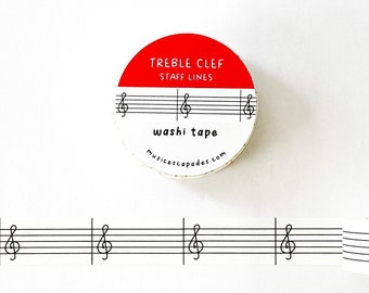 Nastro washi con pentagramma, chiave di violino, contralto e basso, nastro washi da 10 m, regalo per musicisti, washi per bullet journal, teoria musicale, lezioni di musica