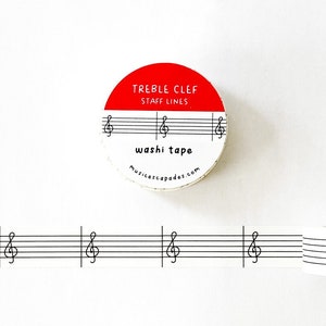 Music Staff Treble Alto Bass Clef Washi Tape, 10m Washi Tape, Musician Gift, Washi for Bullet Journal, Music Theory, Music Lessons