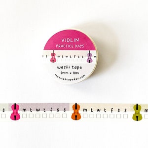 Viool oefenschema decoratieve washitape, 10 m washitape, cadeau voor muzikant, washi viool voor Bullet Journal, oefenviool voor kinderen