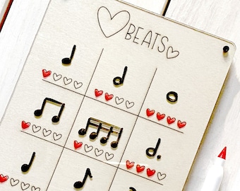 Heart Beats Dry-Erase Music Rhythm Activity Board