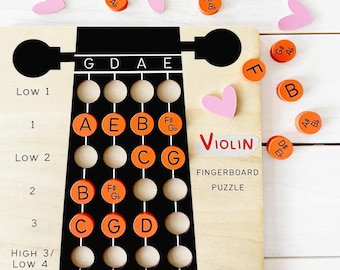 Wooden Violin Fingerboard Puzzle Chart for Music Education, Beginner Violin Chord and Note Reading Guide