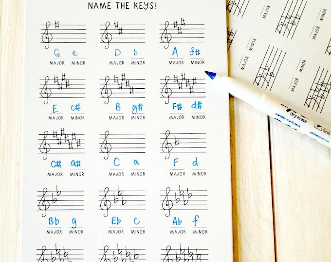 Key Signature Dry Erase Music Board, Music Theory, Music Manipulatives, Piano Music Lesson, Music Teaching Aids, Music Theory Game