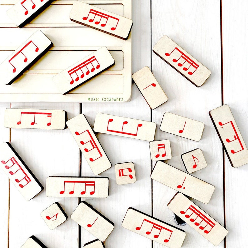 Note Tile Preview Wooden Music Note Rhythm Fraction Tiles for Music Center, Music Lessons ...