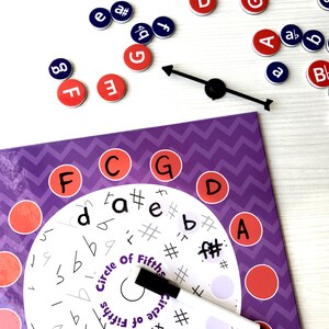 Circle of Fifths Magnetic Spinner Dry-Erase Game Board for Music Lessons, Theory, Music Classroom, Piano Teacher, Music Teacher, Music Gift image 7