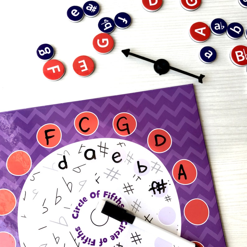 Circle of Fifths Magnetic Spinner Dry-Erase Game Board for Music Lessons, Theory, Music Classroom, Piano Teacher, Music Teacher, Music Gift image 7