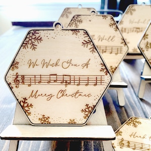 Christmas Carol Music Ornaments, Sheet Music, Musician Gift, Music Ornament, Wooden Ornament, Music Notes Ornament, Music Teacher Gift