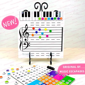 ORIGINAL NEW Grand Staff Magnetic Dry-Erase Board for Music Lessons, Note Reading, Music Class, Piano Teacher, Music Teaching, Music Gift