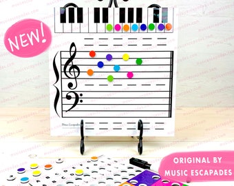 ORIGINAL NEW Grand Staff Magnetic Dry-Erase Board for Music Lessons, Note Reading, Music Class, Piano Teacher, Music Teaching, Music Gift