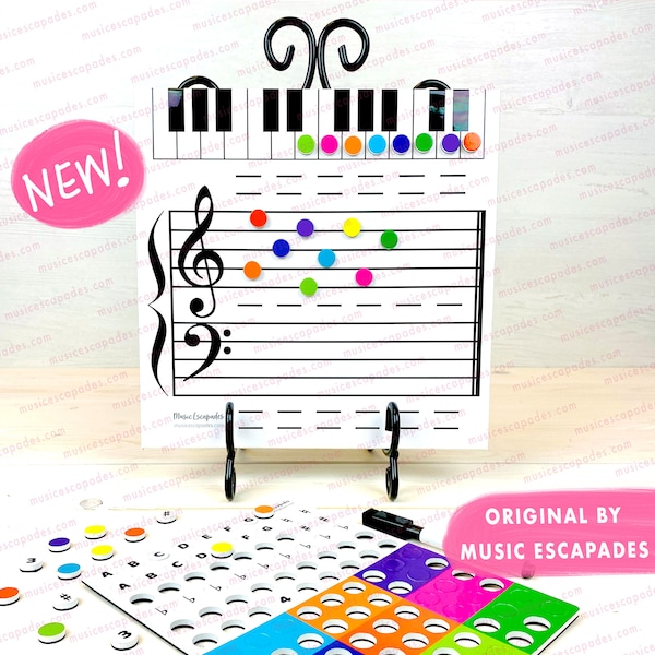 ORIGINAL NEW Grand Staff Magnetic Dry-Erase Board for Music Lessons, Note Reading, Music Class, Piano Teacher, Music Teaching, Music Gift