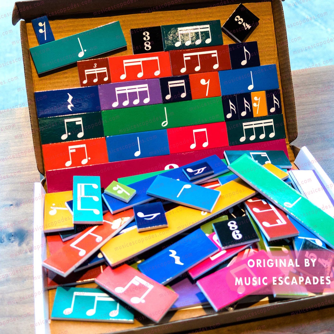 Music Notes, Rhythm Fraction Tiles for Music Center, Elementary Music Classroom, Piano