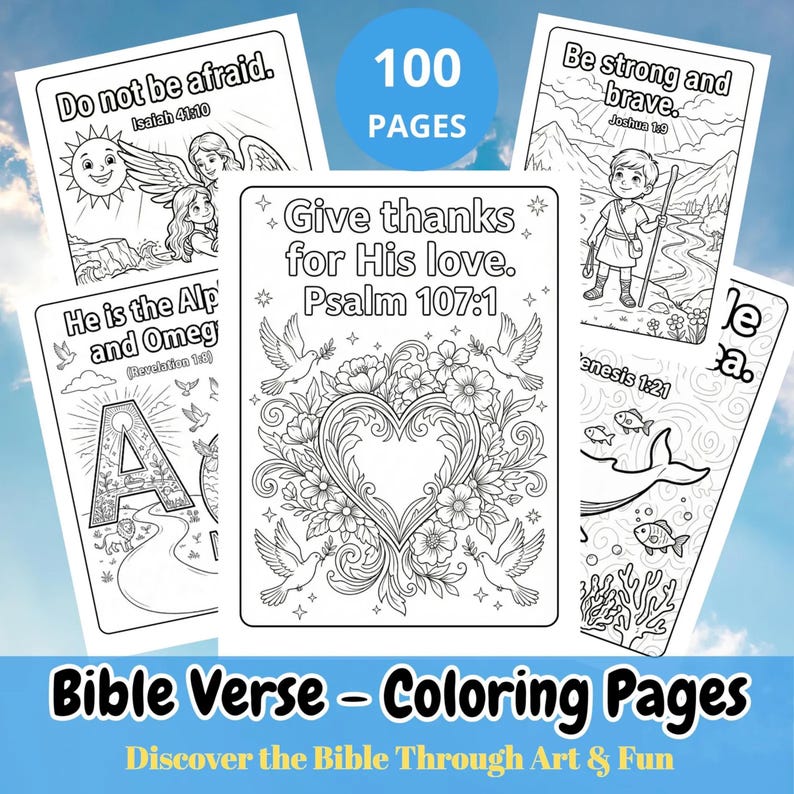 150 Christian Coloring Pages for Kids Printable PDF Bundle, Bible ...