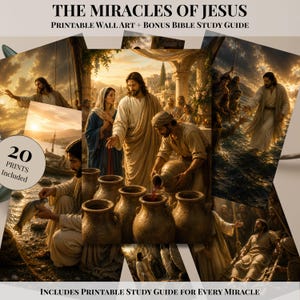 20 Miracles of Jesus Printable Wall Art, Jesus Healings, Biblical Miracles Poster, Christian Bible Study, Catholic Wall Decor, Download
