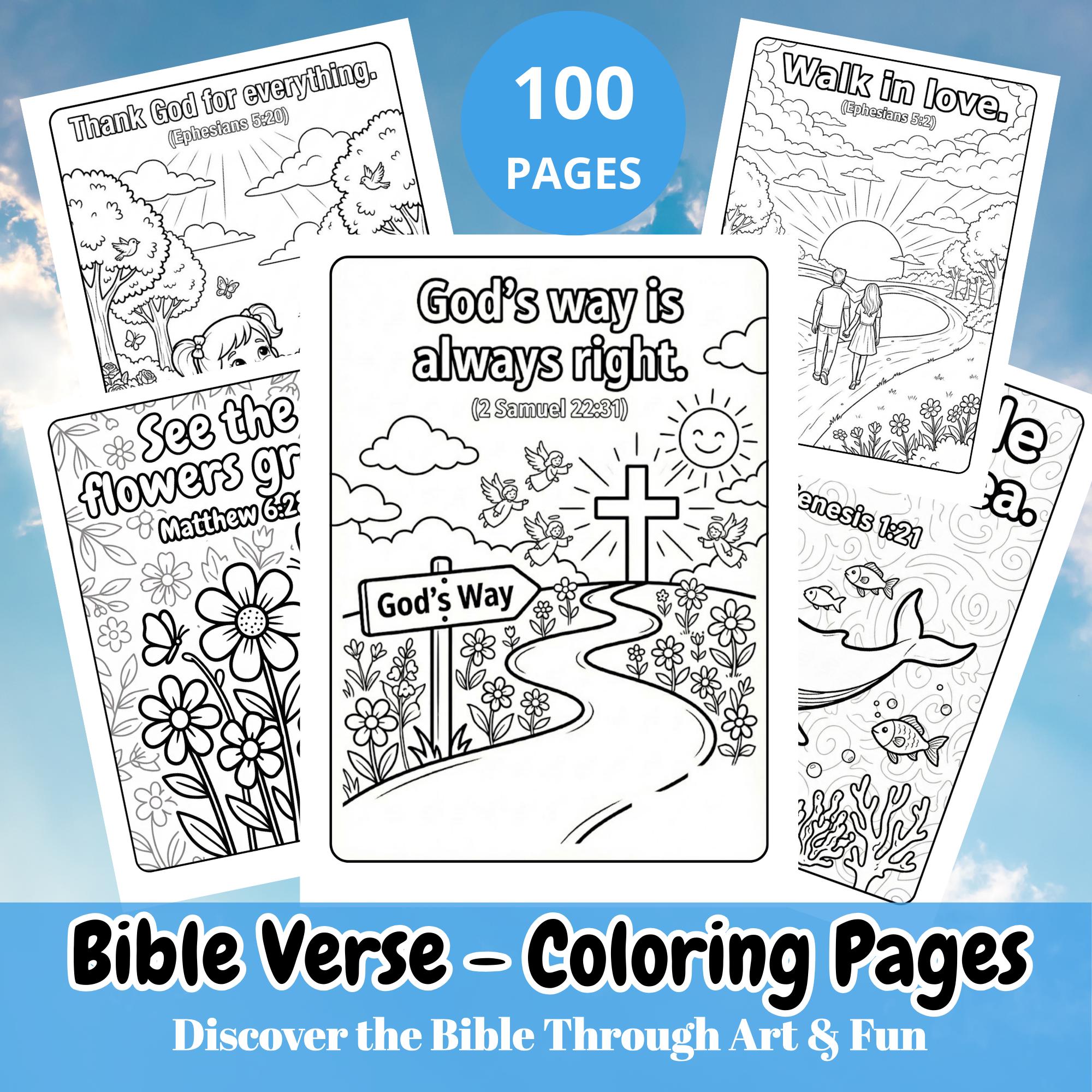 Bible Verse Coloring Pages for Kids – Christian Coloring Book, Sunday ...