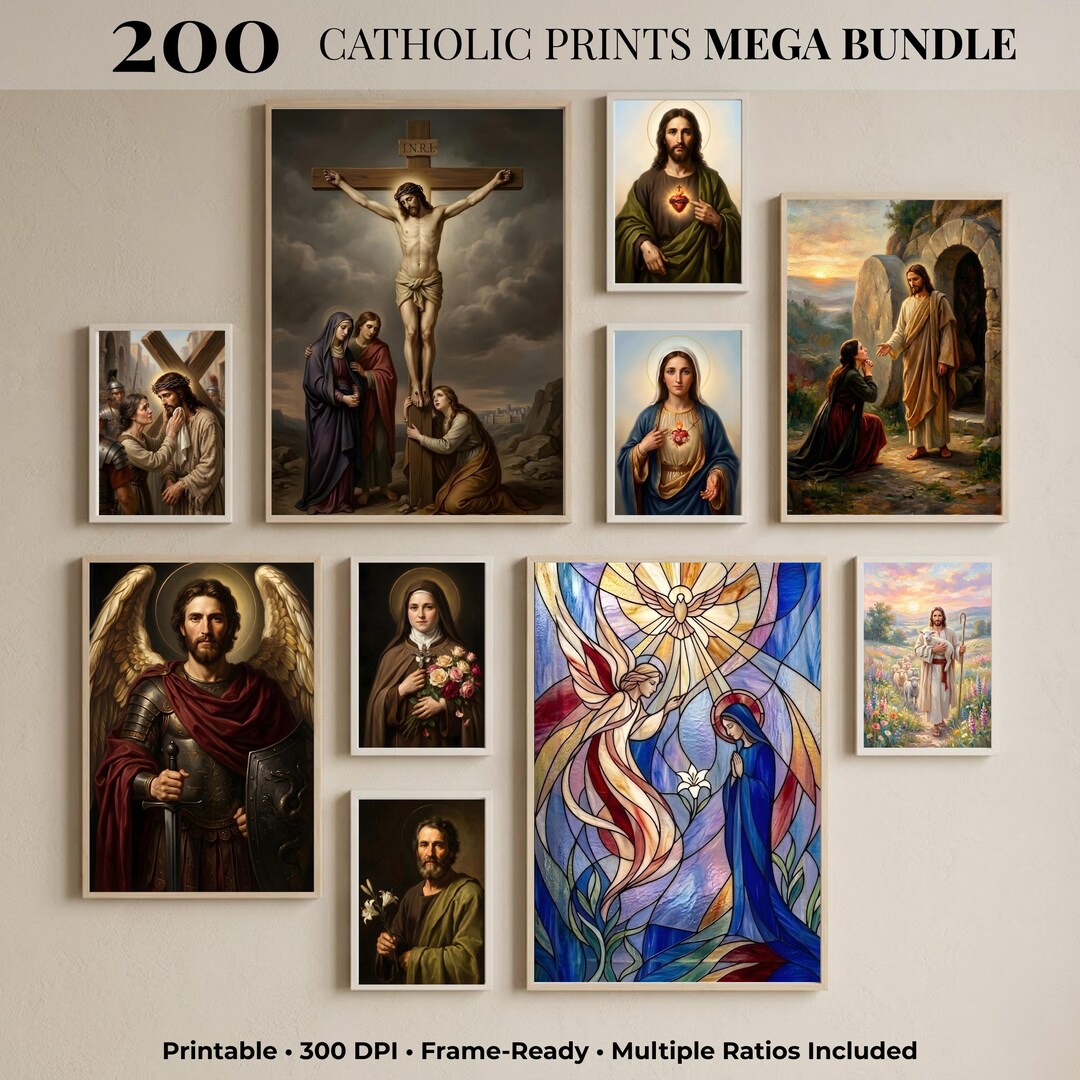 200 Catholic Wall Art Prints Bundle | Christian Art Printable Set ...