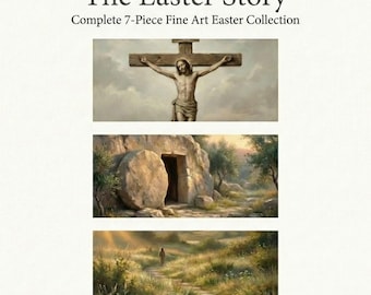 Easter Wall Art Set of 7, Jesus Christian Prints, He Is Risen Spring Decor, Religious Digital Download Printable