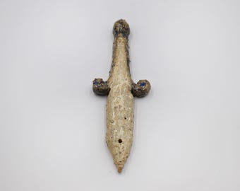 Handmade Stoneware Sword Incense Holder: Sculptural Artisanal Attribute, Gothic/Victorian