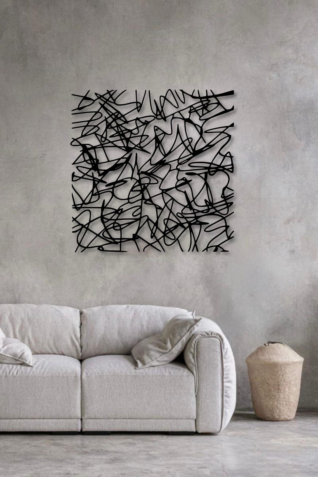 Image showcasing Abstract Line Metal Wall Art | Modern Steel Home Decor|metall Wall Art ...
