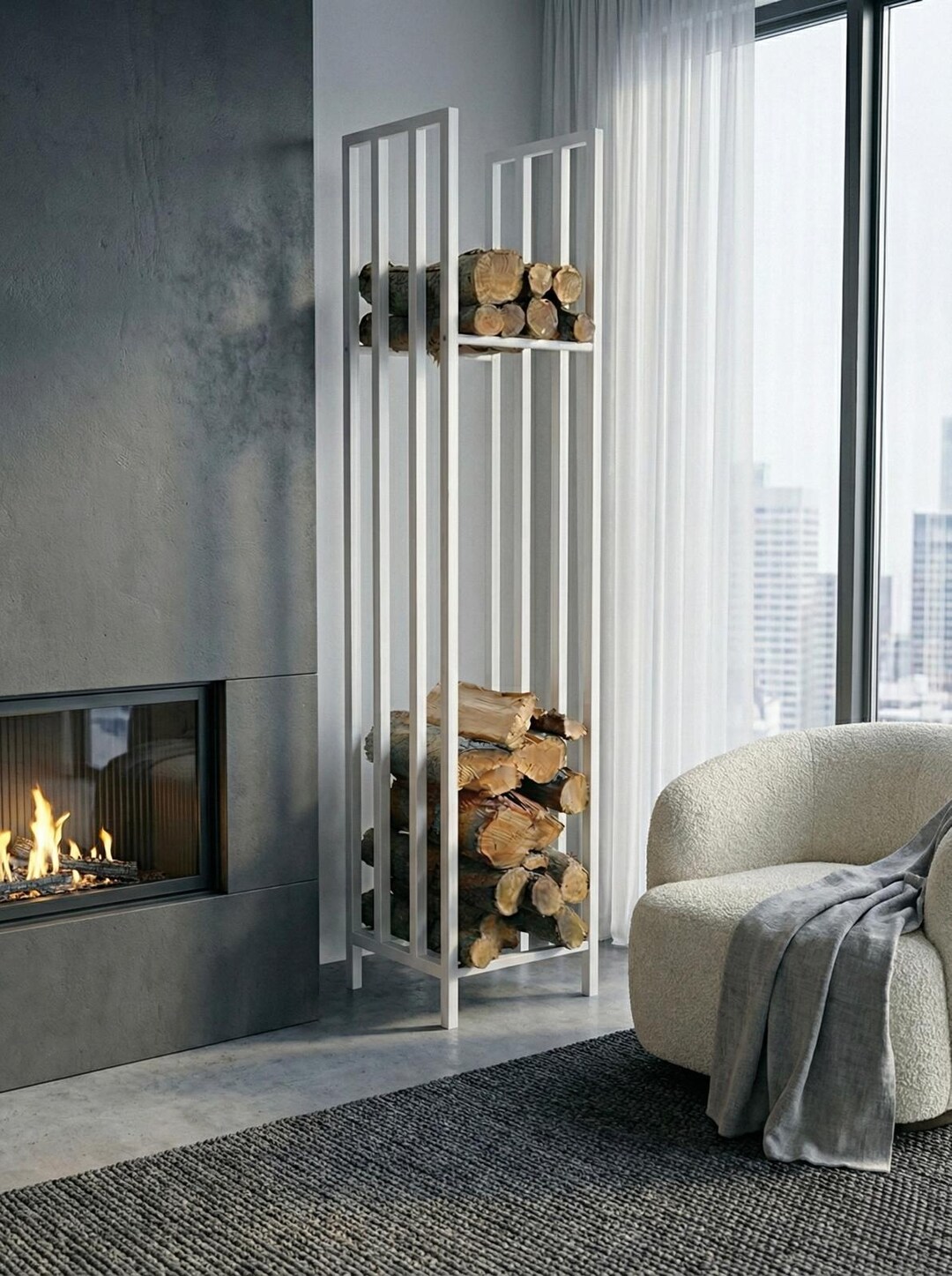 Log Rack Tower Slim Vertical Log Tower — Space-saving Firewood Storage Stand - Etsy UK