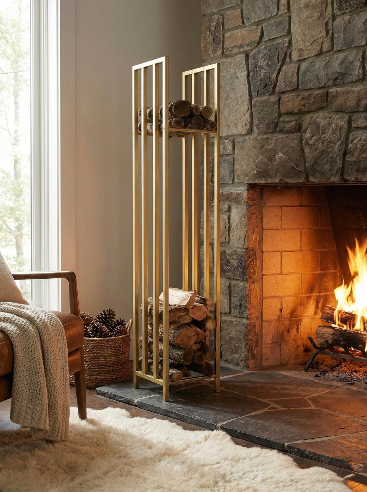 Log Rack Tower Slim Vertical Log Tower — Space-saving Firewood Storage Stand - Etsy UK